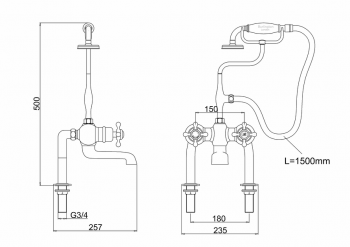 Tay Thermostatic Bath Shower Mixer Deck Mounted Valve